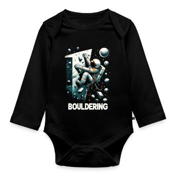 Bouldern Astronaut Raumfahrer Geschenk - Baby Bio-Langarm-Body - Schwarz - Vorne