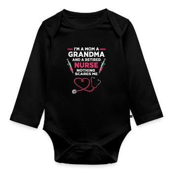 Krankenschwester Rente - Baby Bio-Langarm-Body - Schwarz - Vorne