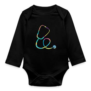 Krankenschwester Rente - Baby Bio-Langarm-Body - Schwarz - Vorne