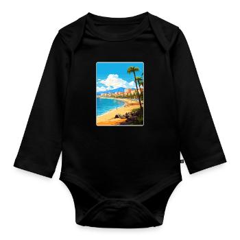 Playa de las Americas Spanien Reiseposter Souvenir - Baby Bio-Langarm-Body - Schwarz - Vorne