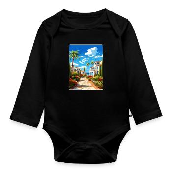 Costa Del Sol Spanien Vintage Reise Poster Souvenir - Baby Bio-Langarm-Body - Schwarz - Vorne