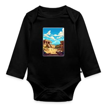 Knossos Palace Greece Travel Poster Souvenir WPA - Organic Longsleeve Baby Bodysuit - black - Front