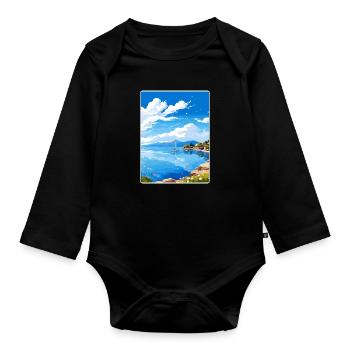 Île de Meganisi Grèce Affiche de voyage Souvenir WPA - Body Bébé bio manches longues - noir - Devant