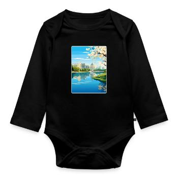 Bucharest Romania Travel Poster Souvenir Paint WPA - Organic Longsleeve Baby Bodysuit - black - Front