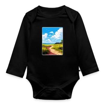 Dahme Heideseen Deutschland Reiseposter Souvenir WPA - Baby Bio-Langarm-Body - Schwarz - Vorne