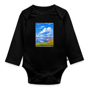 Niedersachsen Wattenmeer Deutschland Reiseplakat Souvenir - Baby Bio-Langarm-Body - Schwarz - Vorne