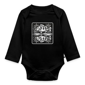 Perche, poisson, ange - Body Bébé bio manches longues - noir - Devant