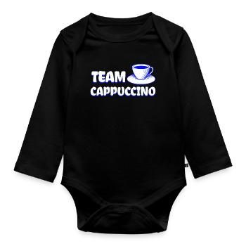 Team Cappuccino - Cool Coffee Design - Organic Longsleeve Baby Bodysuit - black - Front