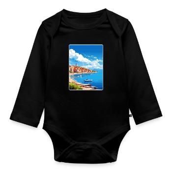 Chania Griechenland Reise Poster Souvenir Malerei WPA - Baby Bio-Langarm-Body - Schwarz - Vorne