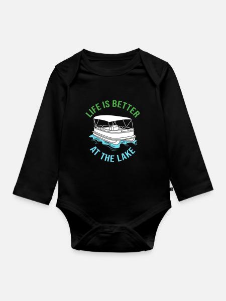 Pontonboot Boot Boote - Baby Bio-Langarm-Body - Schwarz