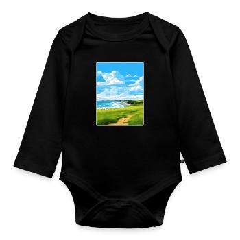 Bude Cornwall England Travel Poster Souvenir WPA - Organic Longsleeve Baby Bodysuit - black - Front
