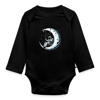 astronaute astronaute astronaute balançoire à bascule lune gesch - Body Bébé bio manches longues - noir - Devant