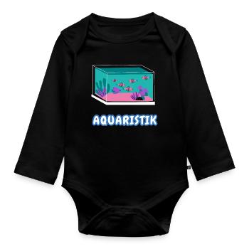 Aquarium lovers - Organic Longsleeve Baby Bodysuit - black - Front