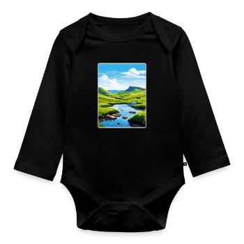 Peak District Vereinigtes Königreich Großbritannien Reiseplakat WPA - Baby Bio-Langarm-Body - Schwarz - Vorne