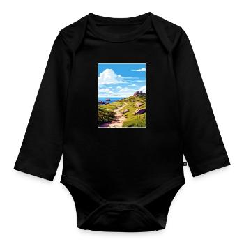 Lands End Cornwall England Travel Poster Souvenir - Organic Longsleeve Baby Bodysuit - black - Front