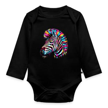 Zebra - Baby Bio-Langarm-Body - Schwarz - Vorne