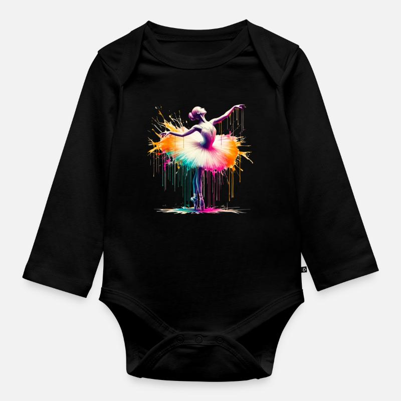 Balletttänzerin mit Tutu - Baby Bio-Langarm-Body - Schwarz