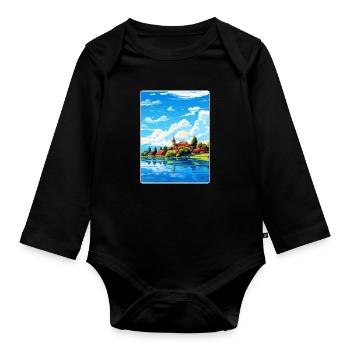 Bodensee Deutschland Europäisches Reiseposter WPA - Baby Bio-Langarm-Body - Schwarz - Vorne