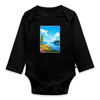 Lake Arrowhead Kalifornien Reise Poster Souvenir - Baby Bio-Langarm-Body - Schwarz - Vorne