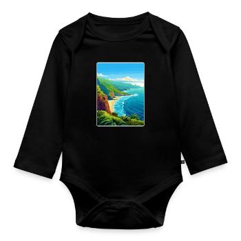 Na Pali Coast Hawaii Voyage Poster Souvenir WPA - Body Bébé bio manches longues - noir - Devant