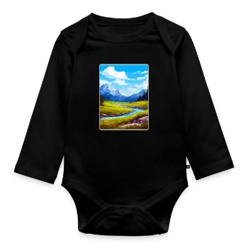Glacier County Montana Reiseposter Souvenir WPA - Baby Bio-Langarm-Body - Schwarz - Vorne