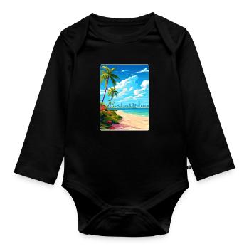 Miami Florida Travel Poster Souvenir Painting WPA - Organic Longsleeve Baby Bodysuit - black - Front