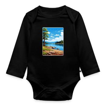 Big Bear Lake California Travel Poster Souvenir - Organic Longsleeve Baby Bodysuit - black - Front