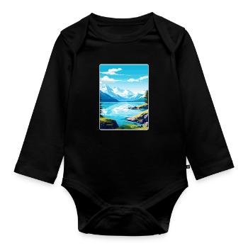 Glacier Bay Nationalpark Alaska Reiseposter WPA - Baby Bio-Langarm-Body - Schwarz - Vorne