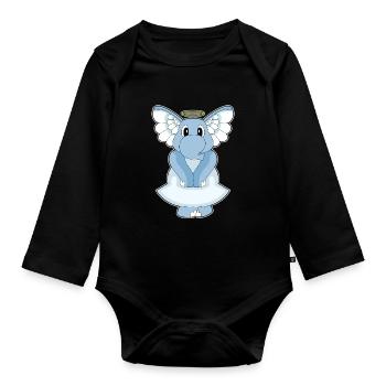 Elephant Angel Wings - Organic Longsleeve Baby Bodysuit - black - Front