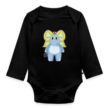 Elephant Butterfly - Organic Longsleeve Baby Bodysuit - black - Front