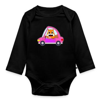 Hamster Auto - Baby Bio-Langarm-Body - Schwarz - Vorne