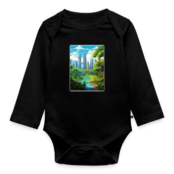 Kuala Lumpur Malaysia Reiseposter Souvenir WPA - Baby Bio-Langarm-Body - Schwarz - Vorne