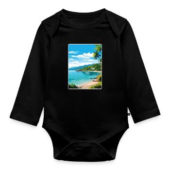 Phuket Thailand Thailand Reise Poster Souvenir WPA - Baby Bio-Langarm-Body - Schwarz - Vorne