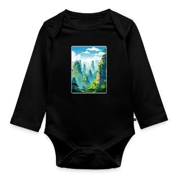 Zhangjiajie Chine Voyage Affiche Peinture Souvenir WPA - Body Bébé bio manches longues - noir - Devant