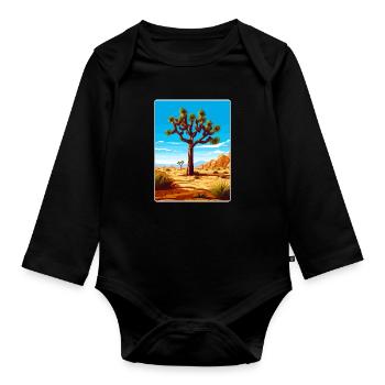 Joshua Tree National Park California Travel Poster - Organic Longsleeve Baby Bodysuit - black - Front