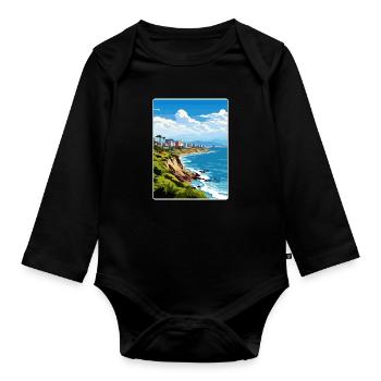 Lima Peru Reise Poster Souvenir Postkarte Malerei - Baby Bio-Langarm-Body - Schwarz - Vorne