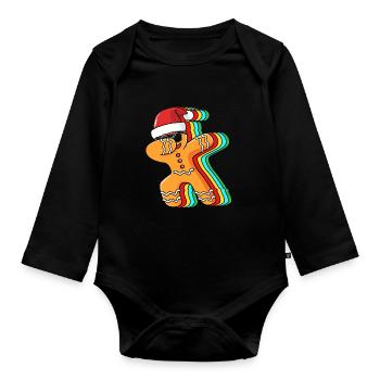 Lebkuchenmann Lebkuchenherz Lebkuchen Naschen - Baby Bio-Langarm-Body - Schwarz - Vorne