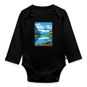Gletscher-Nationalpark Reiseposter Souvenir WPA - Baby Bio-Langarm-Body - Schwarz - Vorne