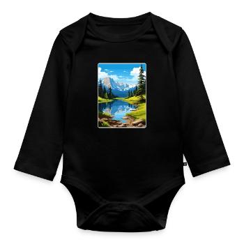 Rocky Mountain Nationalpark Colorado Travel Card - Baby Bio-Langarm-Body - Schwarz - Vorne