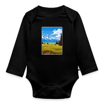 Affiche de voyage souvenir du parc national de Grand Teton - Body Bébé bio manches longues - noir - Devant