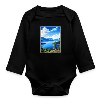 Crater Lake National Park Travel Poster Souvenir - Organic Longsleeve Baby Bodysuit - black - Front