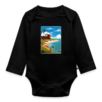 Affiche de voyage souvenir du parc national de Tortugas sèche - Body Bébé bio manches longues - noir - Devant