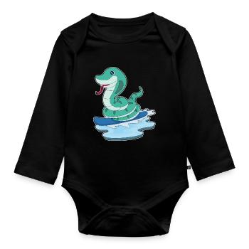 Schlange Snowboarder Snowboard - Baby Bio-Langarm-Body - Schwarz - Vorne