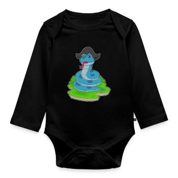 Serpent Pirate Chapeau de Pirate - Body Bébé bio manches longues - noir - Devant