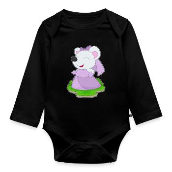 Souris Voile de mariée mariage - Body Bébé bio manches longues - noir - Devant