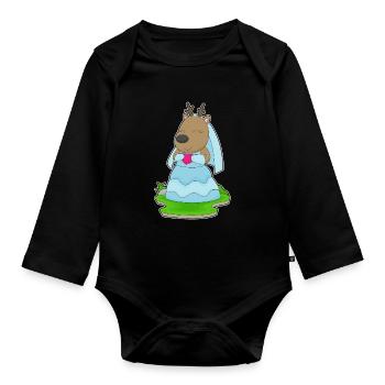 Rentier Braut Herz Hochzeit - Baby Bio-Langarm-Body - Schwarz - Vorne