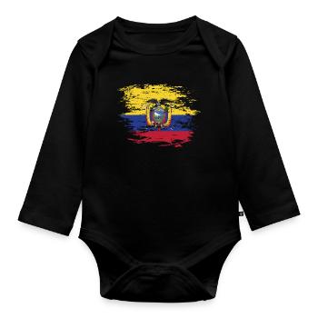 Ecuador Flagge used - Baby Bio-Langarm-Body - Schwarz - Vorne