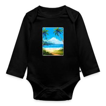 Barbade Caraïbes Voyage Affiche Souvenir Peinture WP - Body Bébé bio manches longues - noir - Devant
