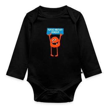Monster Mom Cuddle Halloween Comic Cool Sayings - Organic Longsleeve Baby Bodysuit - black - Front