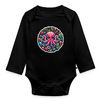 Octopus Octopus Fish - Organic Longsleeve Baby Bodysuit - black - Front